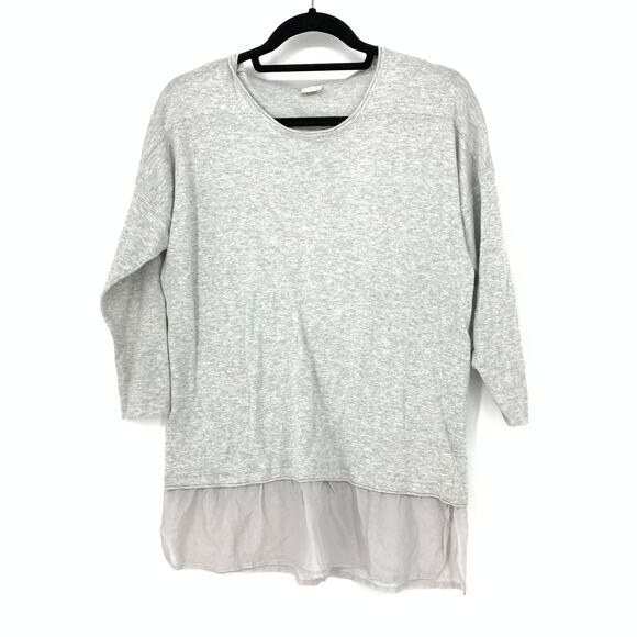 Poetry Women's Sz 6 Gray Pullover Blouse Ruffle Hem Round Neck 3/4 Sleeve Casual - Picture 1 of 7